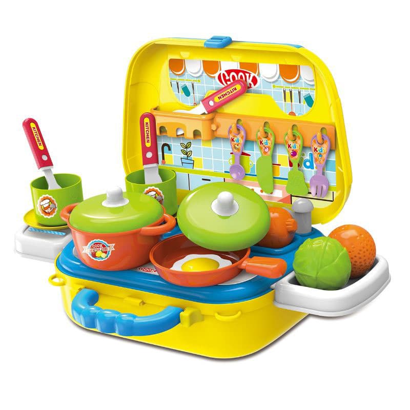 Детска кухня в куфарче Raya Toys Mini Жълт/Син